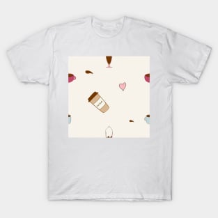 Cute Coffee Cup Pattern T-Shirt